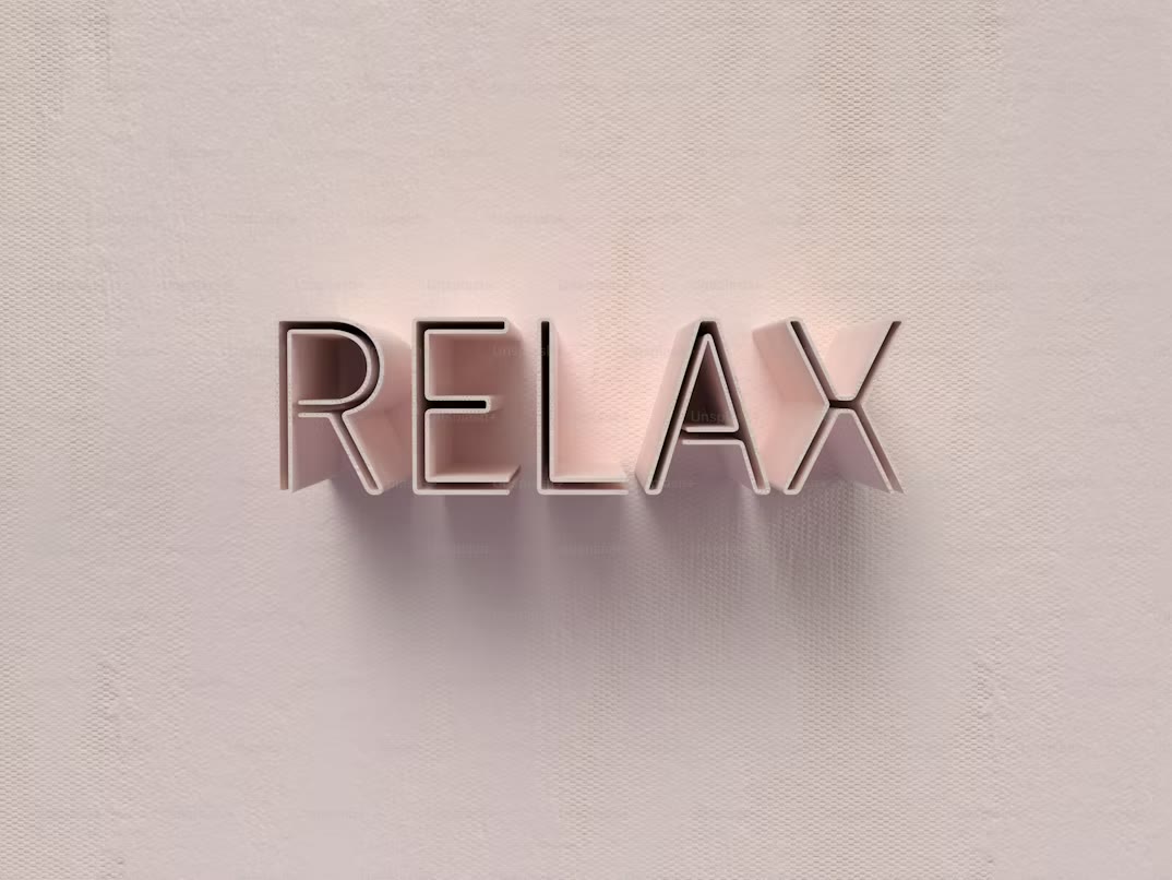 The word relax in three-dimensional letters