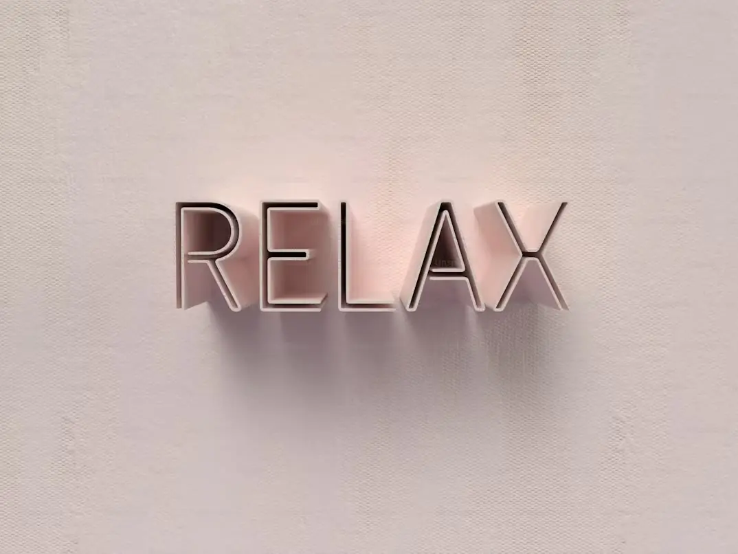 Ordet relax i tredimensionella bokstäver